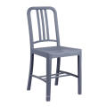 Modern plastic navy side chair with footrest